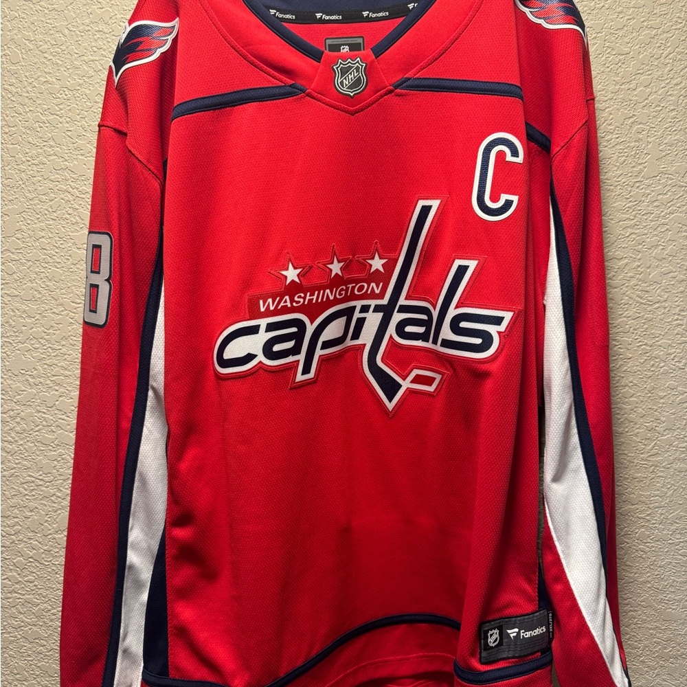 Washington Capitals Ovechkin Captain Red Hockey Jersey